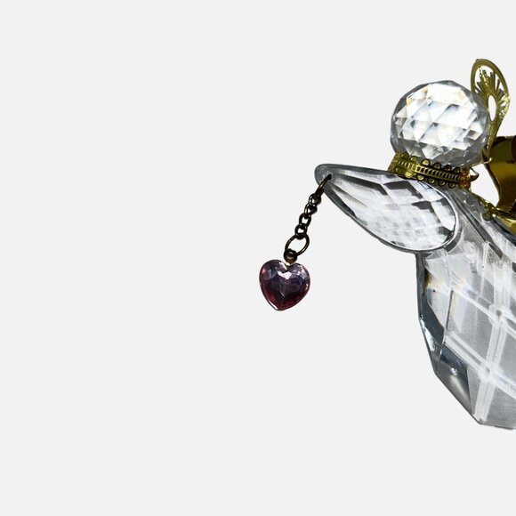 Kurt Adler October Birthstone Angel Rose Quartz Crystal Angel Gold Wings & Crown - Picture 3 of 5